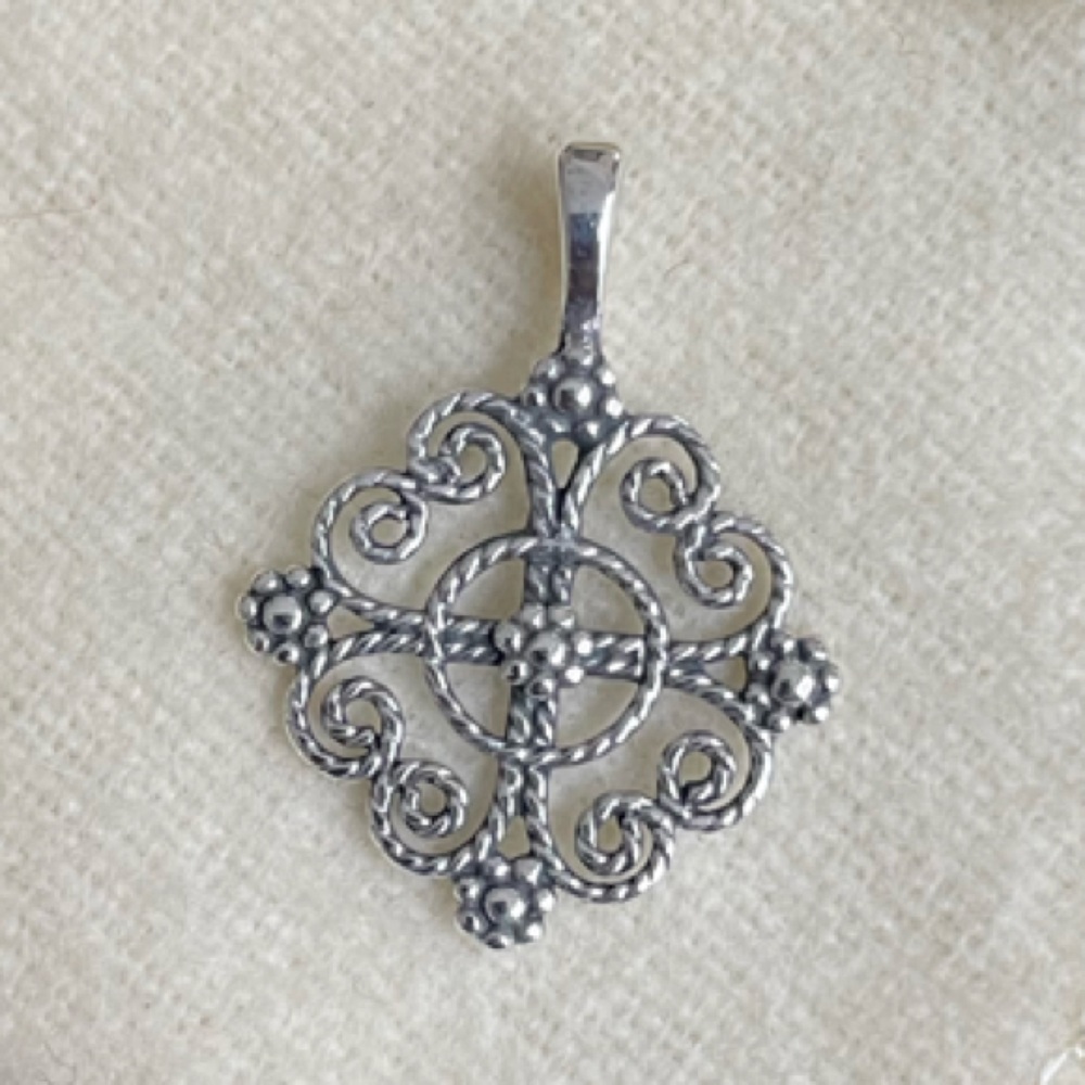 Retired James Avery Twisted Wire Lacy Cross Pendant in Sterling Silver